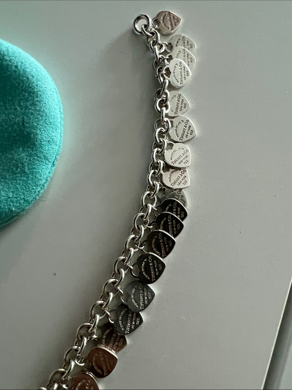 Tiffany & Co. Silver Multi Hearts Charms Bracelet in Tiffany Blue - Picture 4 of 6